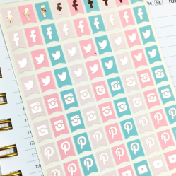 Pegatinas pastel-oro rosa Social Media