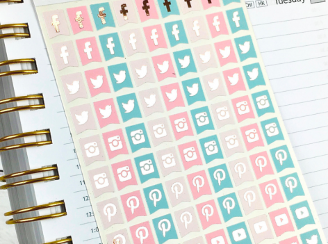 Pegatinas pastel-oro rosa Social Media